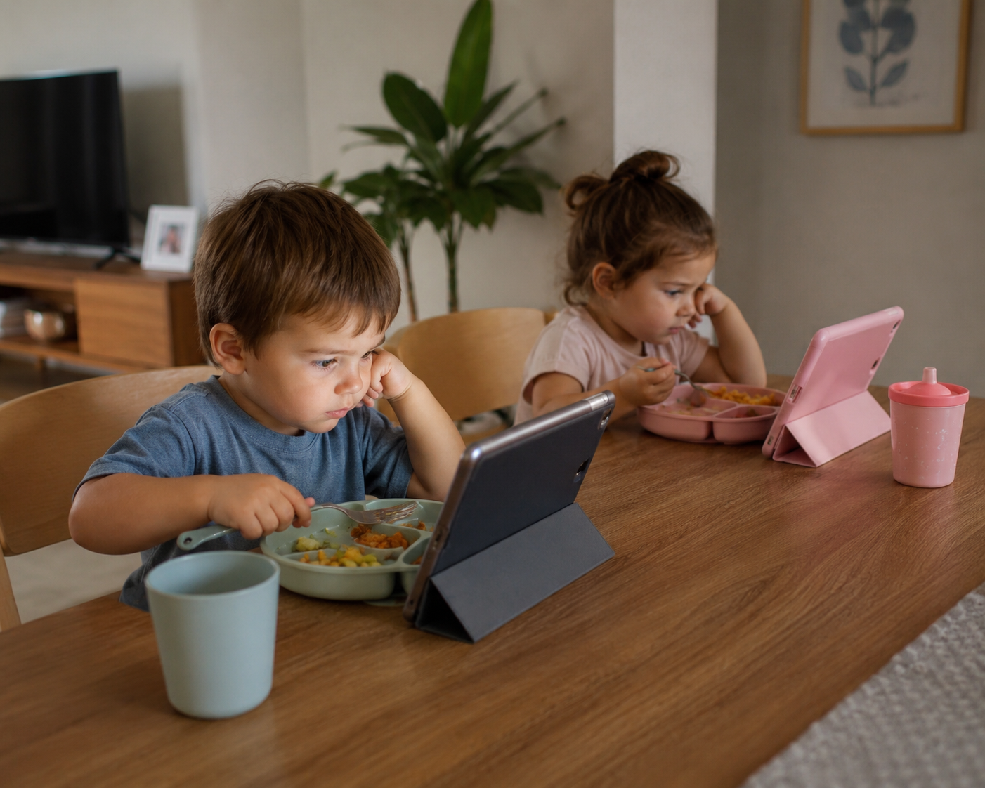 El impacto de las pantallas en el sueño, la alimentación y comportamiento de los niños